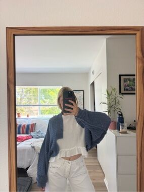 Free People Open-Knit Cropped Cardigan Sweater